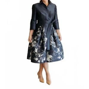 NEW FRASCARA floral mini shirtdress in navy